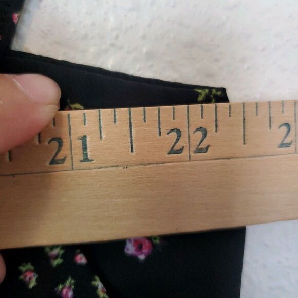 Gap Womens Top Black Pink Floral Short Flutter Sleeve Chiffon Blouse Boho Size L - Picture 13 of 16